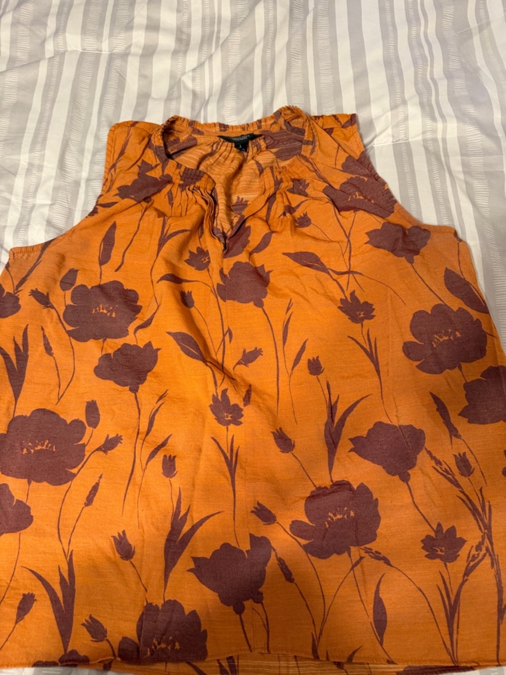 Simply Vera Vera Wang Orange Tank with Brown Floral Print